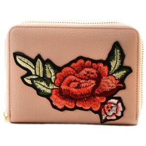 DREAM CONTROL | Floral Appliqué Vegan Leather Wallet